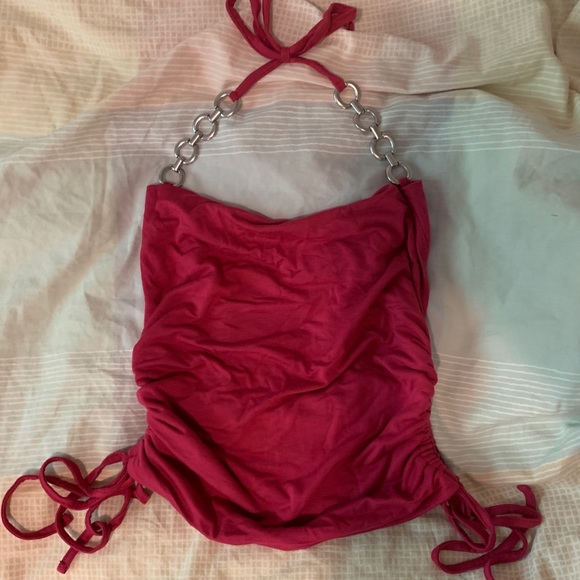 Pink halter top with silver hardware - Picture 3 of 3
